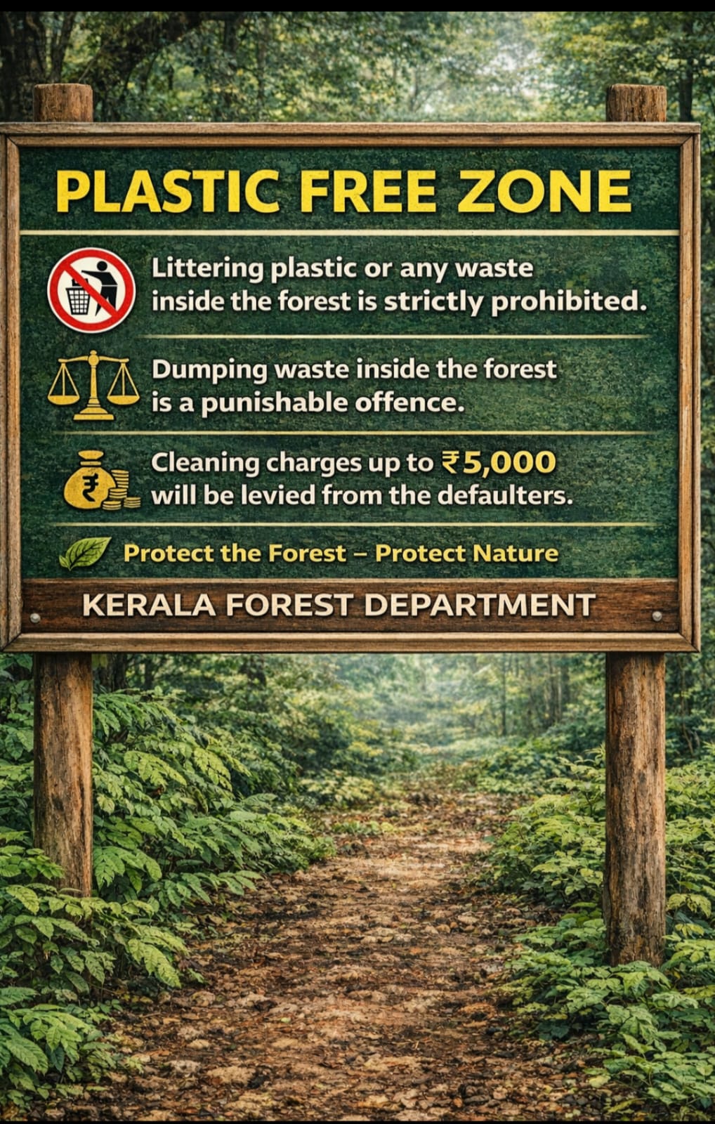 Plastic Free Zone Forest Notice